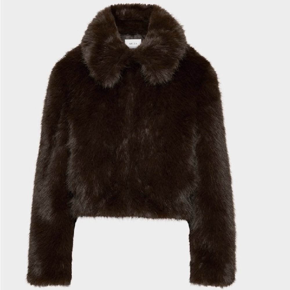 Aritzia Dark chocolate Brown faux fur Jacket soldout online. 2XS